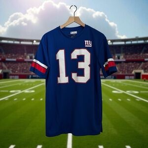 NFL Men’s NY Giants Blue Polyester Beckham JR Tee Majestic Size M